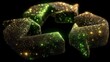 © Zhiandra_Dsgn - A glittering, dynamic recycling symbol design with vibrant green and gold highlights.