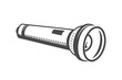 © Bably - Isolated gray monochromatic flashlight with grooved handle illuminates on a white background