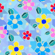© Stefan Grau - Vector - abstract multicolor flowers seamless pattern.