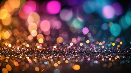 Wall Mural - Abstract bokeh background with colorful lights and glitter.