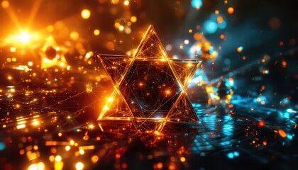 Wall Mural - Abstract Star of David with Glowing Lights