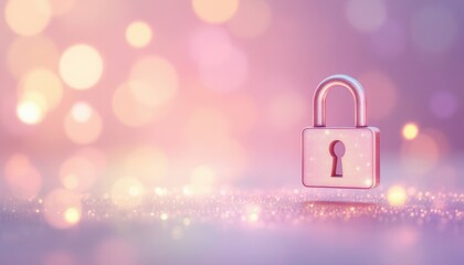 Wall Mural - Elegant Pink Padlock with Bokeh Background