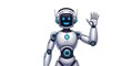 © Ka Ab - Futuristic friendly humanoid robot waving hello with a digital smile, isolated on a white background