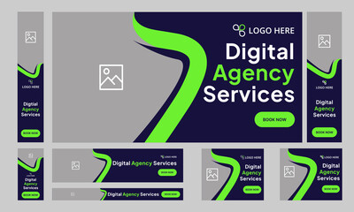 Wall Mural - Web bundle banner design for social media post, digital marketing agency web set banner design, fully customizable vector eps 10 file format