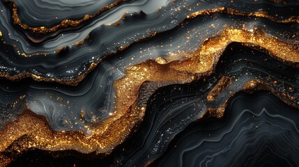 Wall Mural - Abstract swirling gold and black background