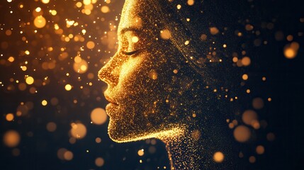 Wall Mural - Golden Woman's Profile with Bokeh Effect