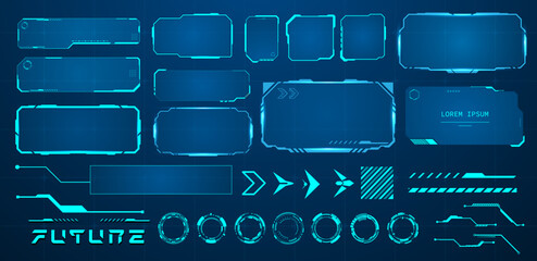Set futuristic or cyberpunk element blue vector illustration	