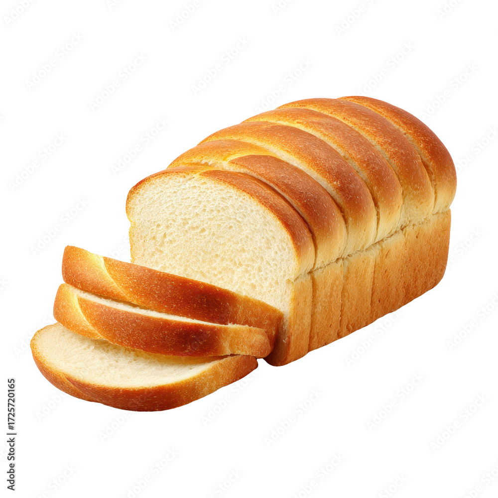 Freshly Baked Sliced White Bread Loaf on a Transparent Background ...