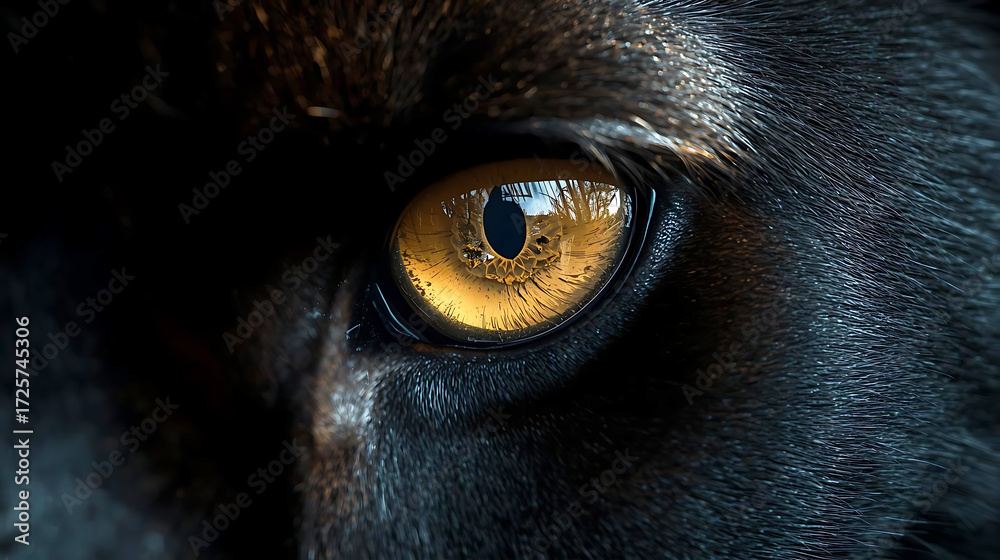 Ultra Macro Close-Up of Black Panther Eye with Spiral Textures and ...