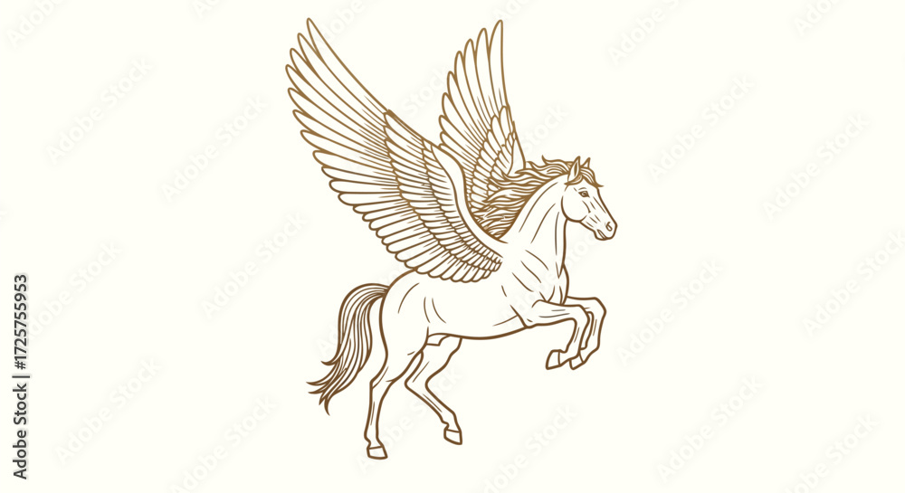 Pegasus mythical winged horse vector illustration drawing design for ...