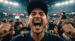 © Kavintha - An ecstatic sports fan cheering wildly for his team in a stadium