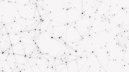 Abstract geometric background connecting dots as plexus in black and white.3d connection structure. Futuristic technology