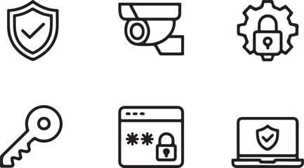 Security Icons Minimalist Line Art Illustrations for Web and App Design