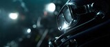 Closeup of scuba diving mask and regulator underwater in the deep sea at night Concept of adventure, exploration, and underwater sports