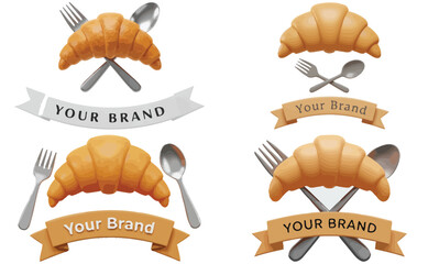 vector set of vintage food labels, badges, and icons for bakery and bread design, framed with a gold