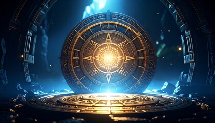 illuminated circular decorative object in a dark environment