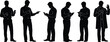 © Creatives Selim - Men black silhouettes using smartphones and tablets, looking at devices, typing, and waving hand, isolated vector illustration graphic resources