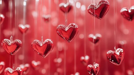 Wall Mural - Hanging Red Heart Garland