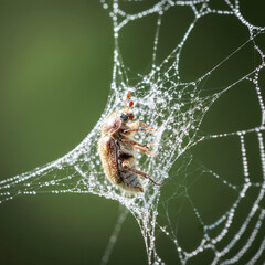spider web with dew drops
