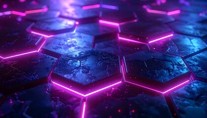 Abstract red neon hexagon wall high resolution background