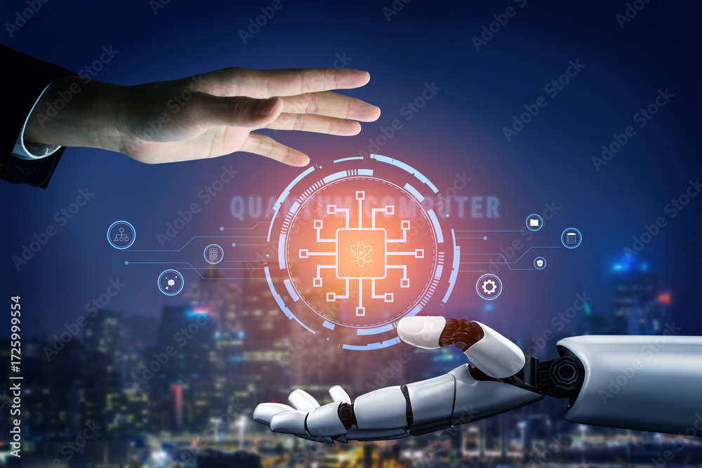 AI on a quantum computer processor, the future of technology. The ...