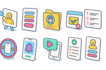 Wall Mural - User interface and elements icon set. modern flat style ui, ux collection