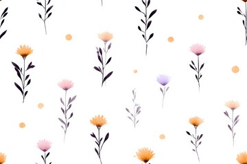 Naklejka na meble A watercolor floral pattern of daisies and leaves on textured paper delivers a fresh, airy look suited for invitations and design projects.