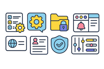 web development, ui flat icon set. coding, ux, interface elements collection