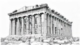 Ancient Greek Parthenon Architectural Drawing.