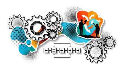 Abstract Illustration of Business Process and Teamwork
