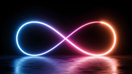 Glowing Infinity Symbol - Colorful Neon Light on Dark Background