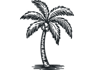 Wall Mural - Sketch of a Palm Tree with Coconuts. Vector hand drawn illustration