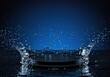 © Johansays - Dynamic Water Splash Crown Formation on Dark Blue Background.