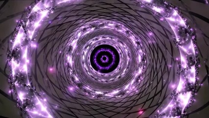 a close up of a circular object with purple lights