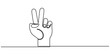 © UzzalChandra - Continuous one line drawing of a hand with two fingers raised as a peace sign on transparent background. Victory Sign Sketchy Doodle Vector Icon with Editable Stroke. Vector illustration