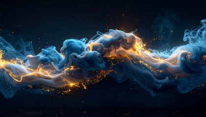 Wall Mural - Blue light energy shines on abstract background