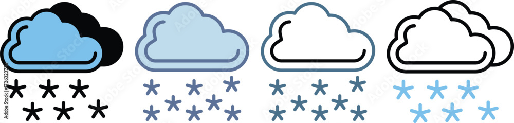 Snow cloud outline icon for weather forecast apps and web design ...