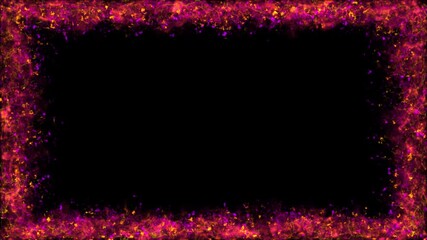 Wall Mural - Hell Magenta and Yellow Frame Flame and Misty Ember Double Color Particles, Border Alpha Channel Loop Background