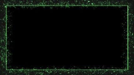 Wall Mural - Border Dark Green Fire Grunge Fractal Frame Loop Particles Animation Transparent Border Background