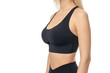 © Atlas - Practicing yoga in comfortable black activewear, isolated, PNG