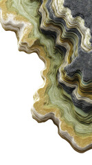 Wall Mural - Abstract layered geological formation with intricate textures on isolated transparent backdrop
