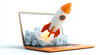 © AnaKonda.ai - Rocket launching from laptop keyboard with smoke in the background