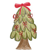 Red Bow christmas tree decoration PNG draw with crayon style