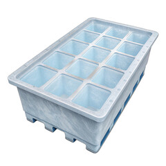 Large plastic container with multiple compartments isolated on transparent background