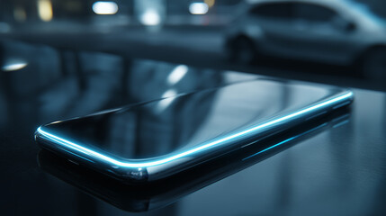 Futuristic three dimensional smartphone concept modern technology sleek design.