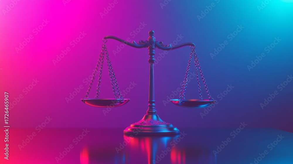 Fairness Color Balanced scales symbolize justice and fairness in society. The vibrant ...