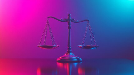 Wall Mural - Balanced scales symbolize justice and fairness in society. The vibrant colors create an artistic touch. Explore the meaning of equality through imagery. Generative AI