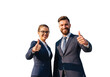 © Tawhidbd - Two smiling business professionals giving thumbs up gesture isolated on transparent background