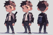 © hakule - A young boy stands in a cool outfit, featuring a jacket and backpack. His confident pose shows off his unique character design, appealing to all ages.