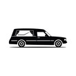 © tarek - Classic black hearse vehicle silhouette side view funeral transport